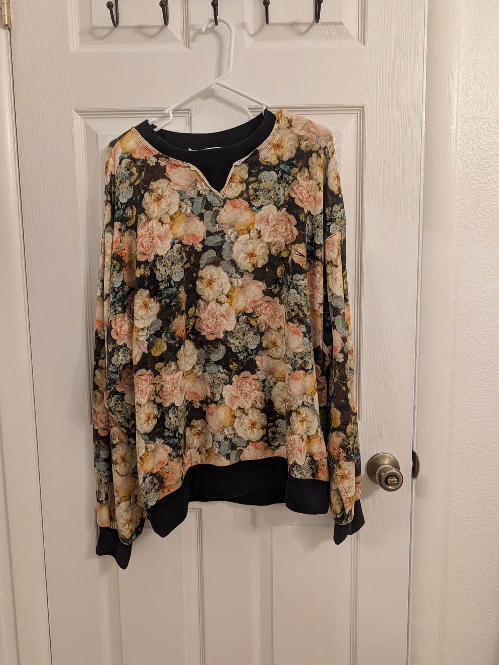 Selkie Floral Long-Sleeve Pullover in Black Multi